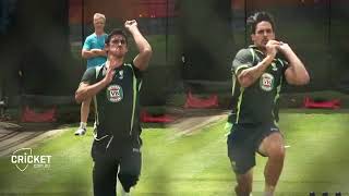 mitchell johnson amp mitchell starc bowling action slow motion [upl. by Admama]