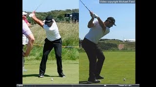 Jon Rahm golf swing  Long Iron faceon amp downtheline July 2017 [upl. by Yoral]