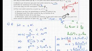 Exercice Bac S • suites • limite • récurrence • géométrique • logarithme • Nouvelle Calédonie 2019 [upl. by Oiludbo107]