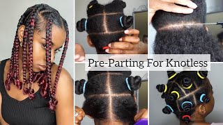 PreParting Jumbo Knotless Box Braids Beginner Friendly Highly Requested [upl. by Hauger298]