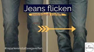 Jeans flicken reparierenstattwegwerfen  Two and a half seams [upl. by Yma752]