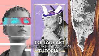 Collage Art Photoshop Action  Tutorial [upl. by Aenal]