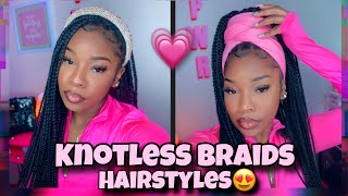 10 WAYS TO STYLE KNOTLESS BRAIDSBox braids 💗  Tymarrahgi ✨ [upl. by Jarietta]