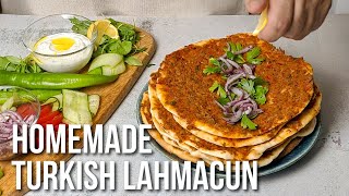 Turkish Lahmacun Recipe  Homemade Lamb Flatbreads [upl. by Gibbie]