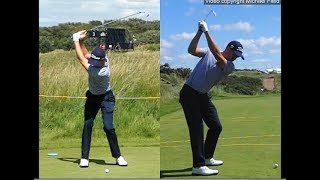 Justin Thomas golf swing  Long Iron faceon amp downtheline July 2017 [upl. by Donnenfeld447]