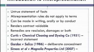 Misrepresentation Lecture 1 of 4 [upl. by Yemaj]